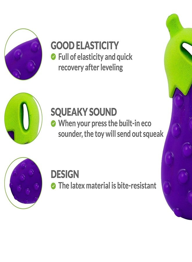 Pups&Pets Veggie Series Eggplant Squeaky Chew Toys for Dogs & Puppies | Small & Medium Breeds (Purple).., - Image 3